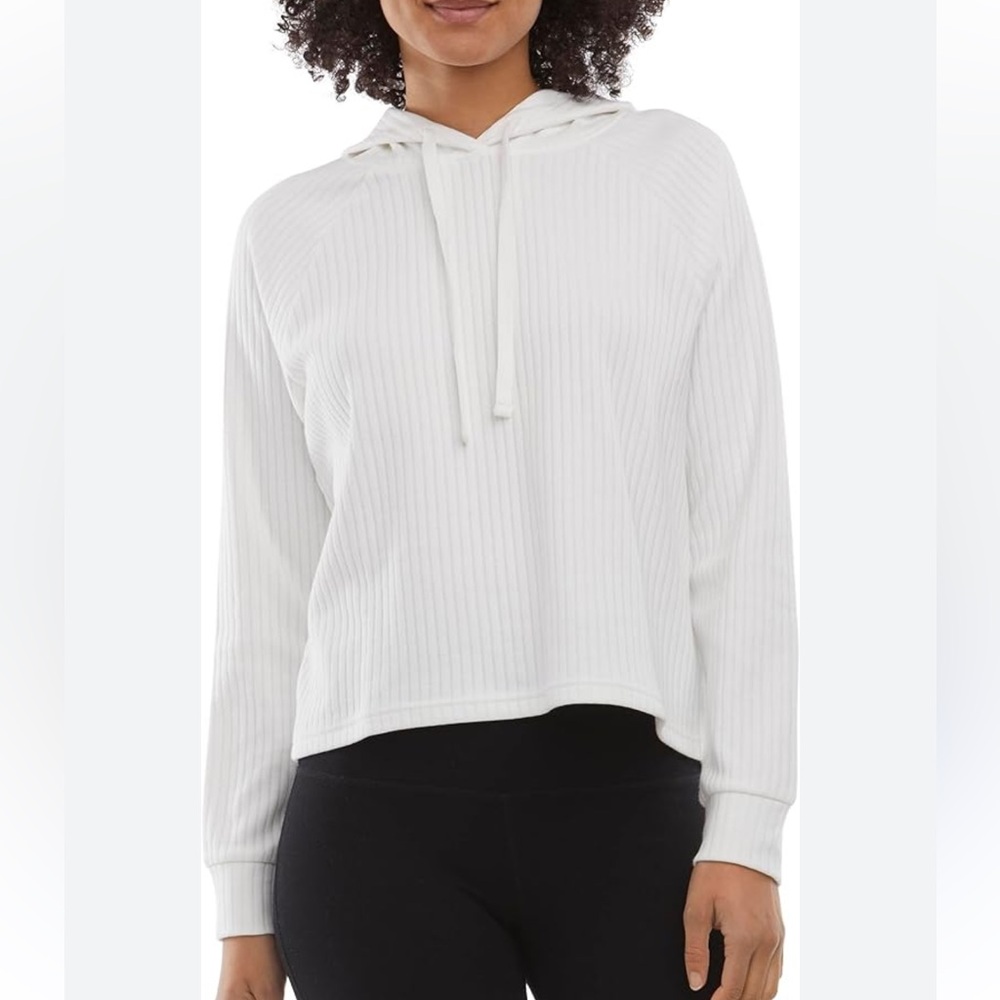 Danskin Women's Ribbed Pullover Hoodie White Size M